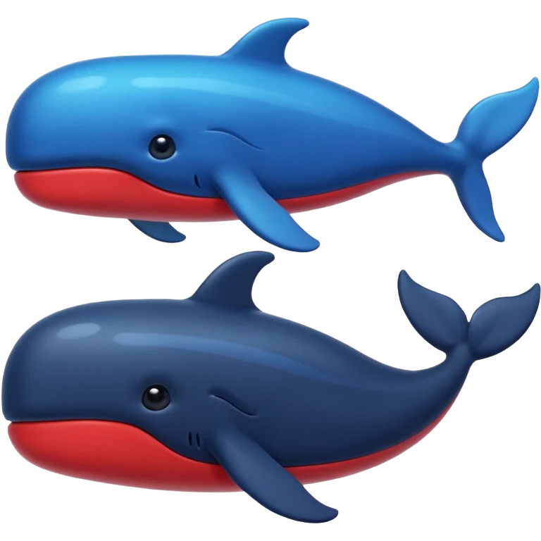 Deepseek whale emojis in blue black and red. emoji