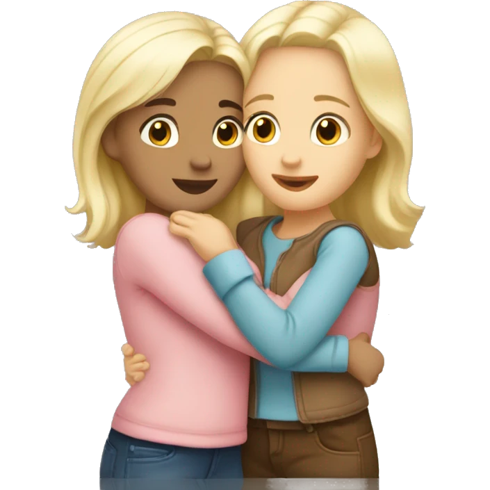 One blond and one brunett girls hugging emoji