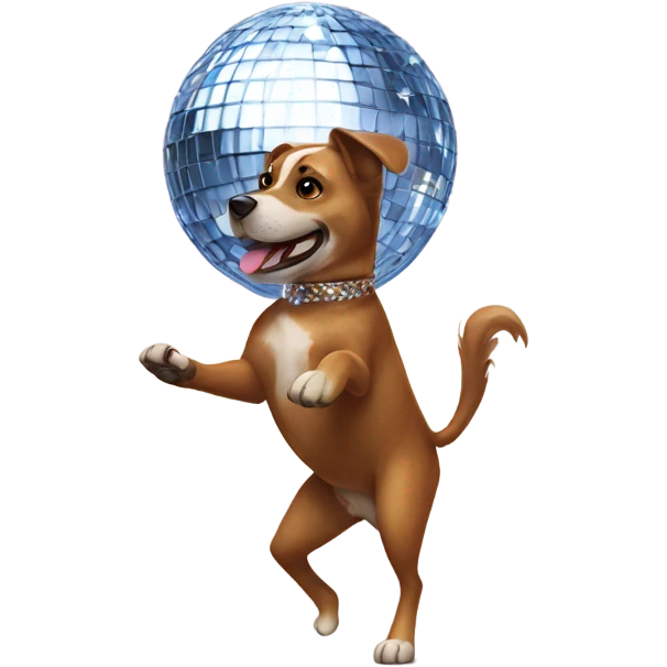 Dog dancing to disco ball emoji