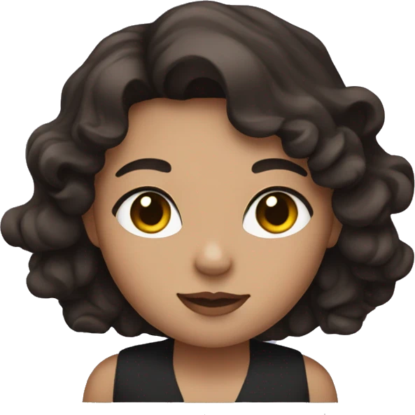 Brunette with wavy hair holding a black cat with white nose  emoji