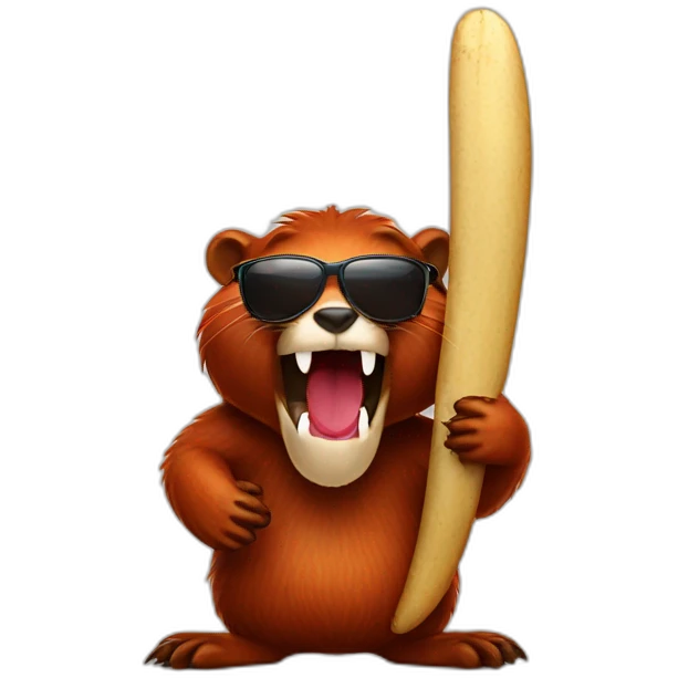 Red beaver with sunglasses and big beaver tooth  emoji