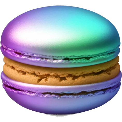 Realistic metallic silver macaroon with gradient colorful filling  emoji