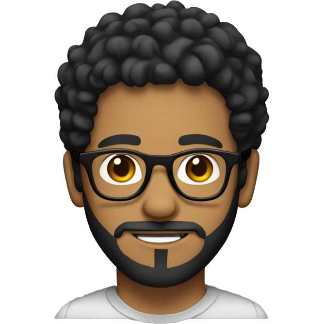 Guy with tan skin short curly black hair and a beard and glasses  emoji