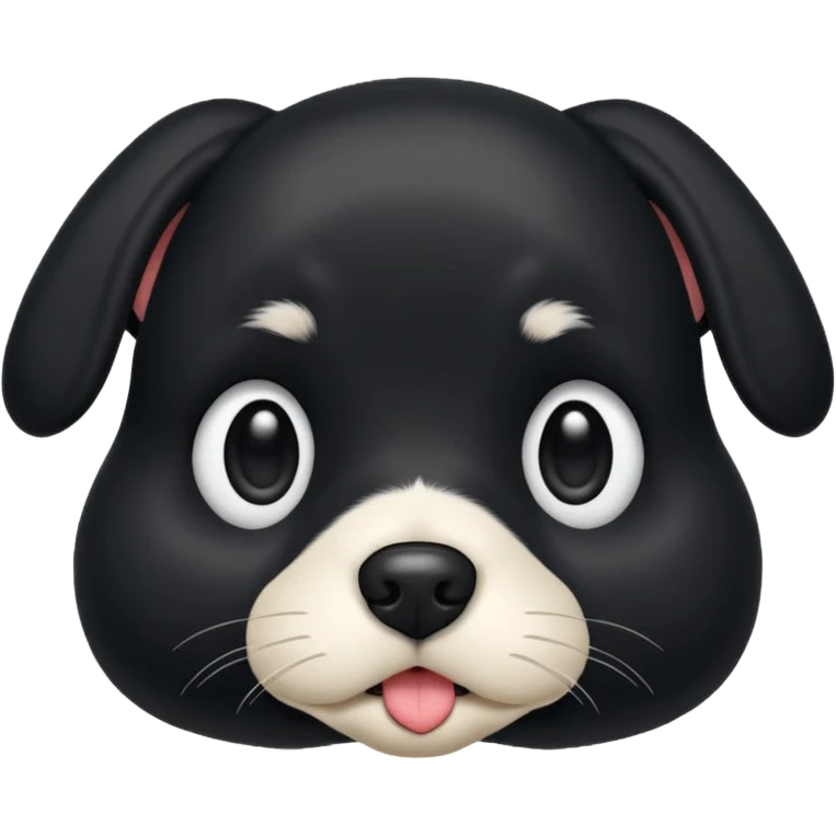 Black dog cur amazement white snout white chest emoji