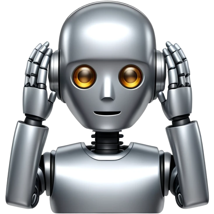 robot with hands over its eyes emoji