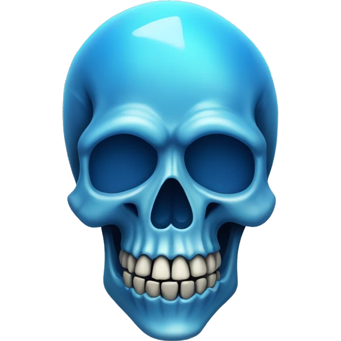 Blue transparent skull with blue flames emoji