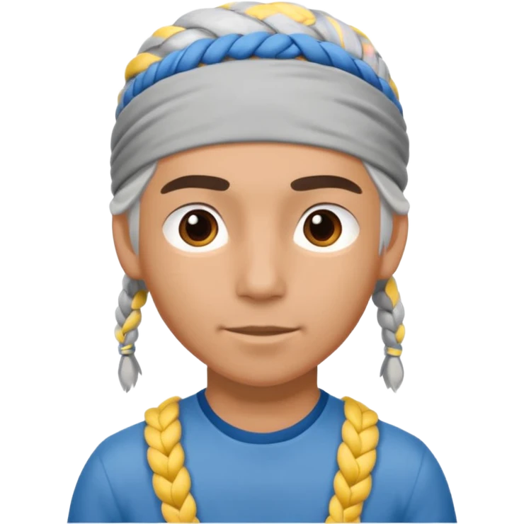 young climber man with white/grey braided hair and headband emoji