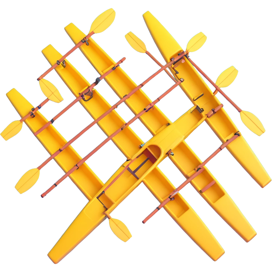 yellow eight-person Olympic rowing boat, top view emoji