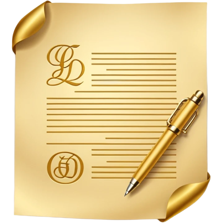 Premium contract golden paper signed sealed emoji