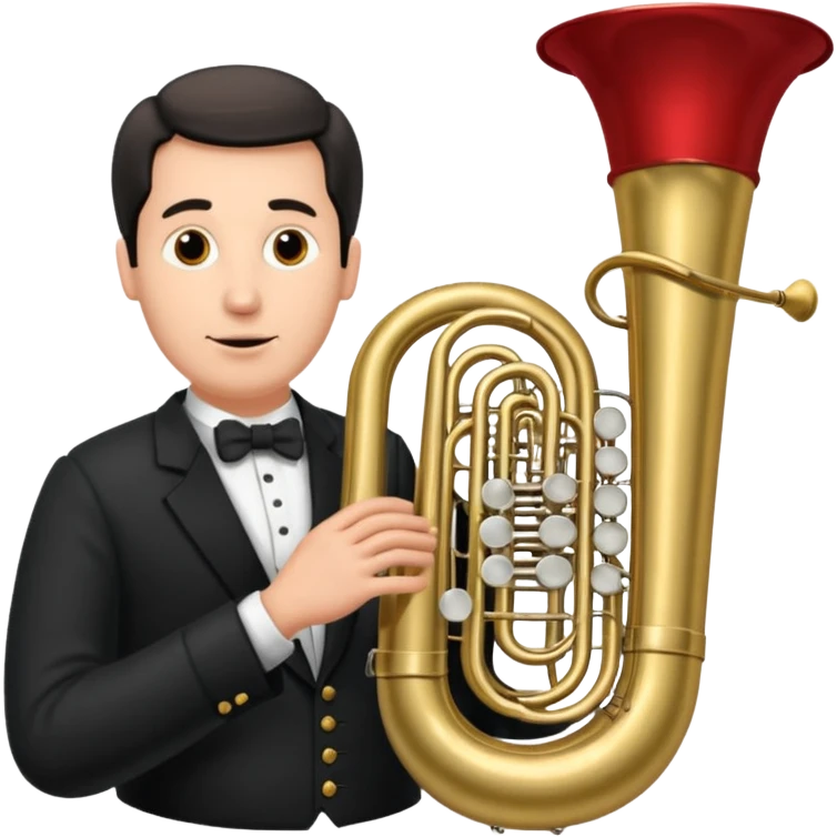 große Tuba, von gltzköpfigen Mann mit grauem Bart gespielt emoji