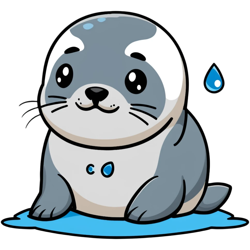 sad harbor seal with tear drop emoji