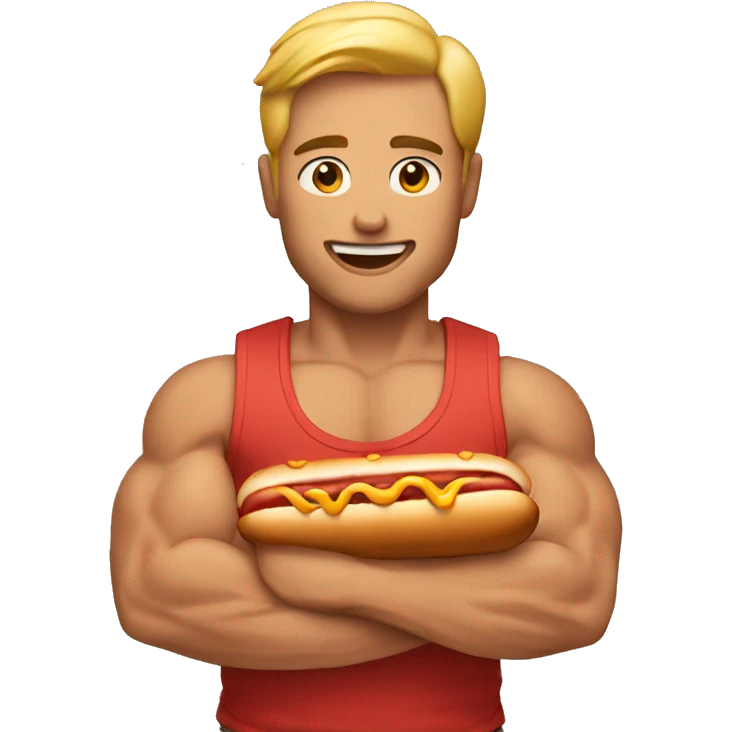muscular man holding hotdog emoji