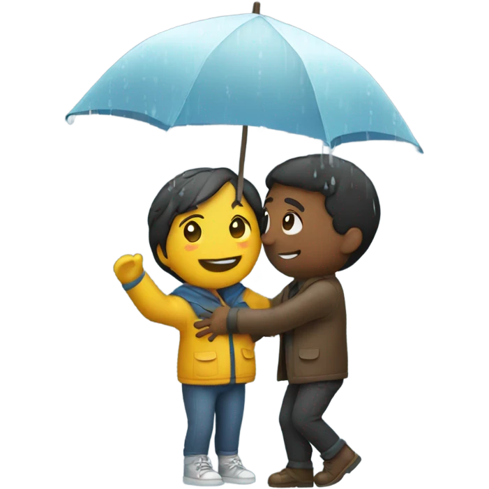 friends playing with a ship in the rain emoji
