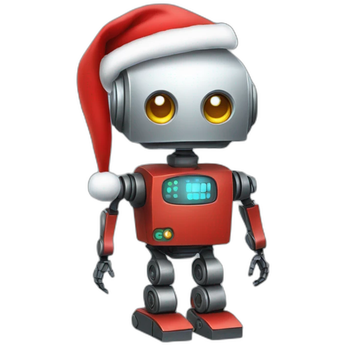 robot wearing santa hat emoji