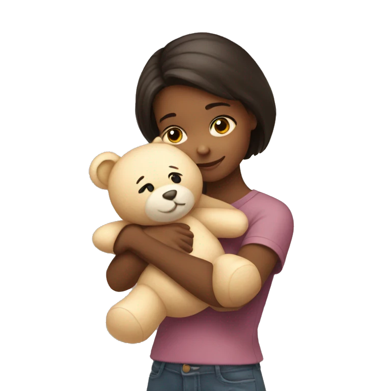girl hugging a teddy bear emoji