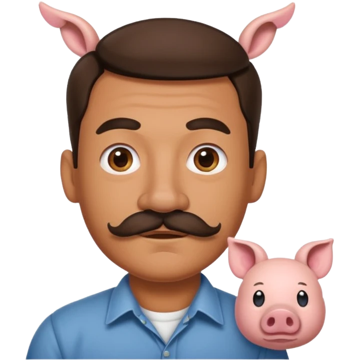 pig ears man with mustache emoji