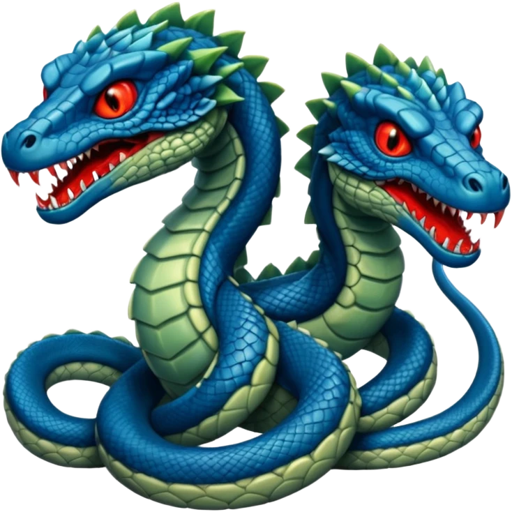 blue hydra, strong reptilian body, not like a snake,  with 3 serpent-like heads rising from its neck emoji