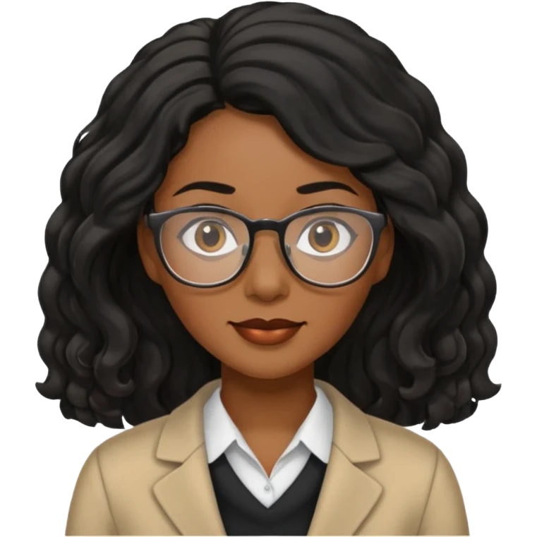 Black women teacher with black long  wavy hair emoji