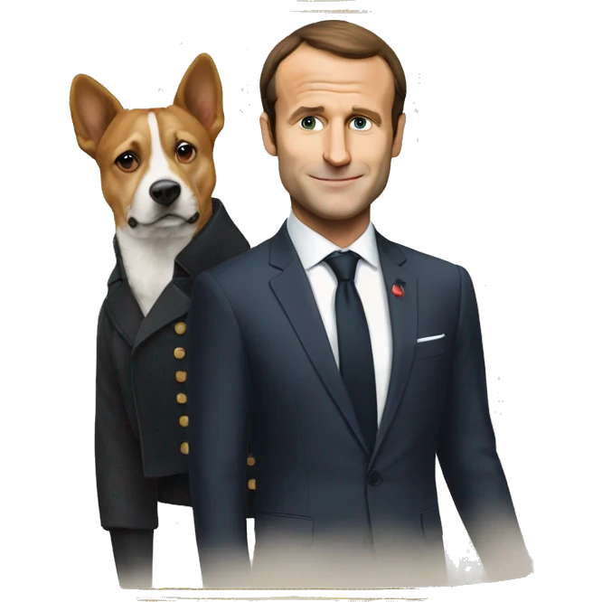 Macron avec un chien emoji