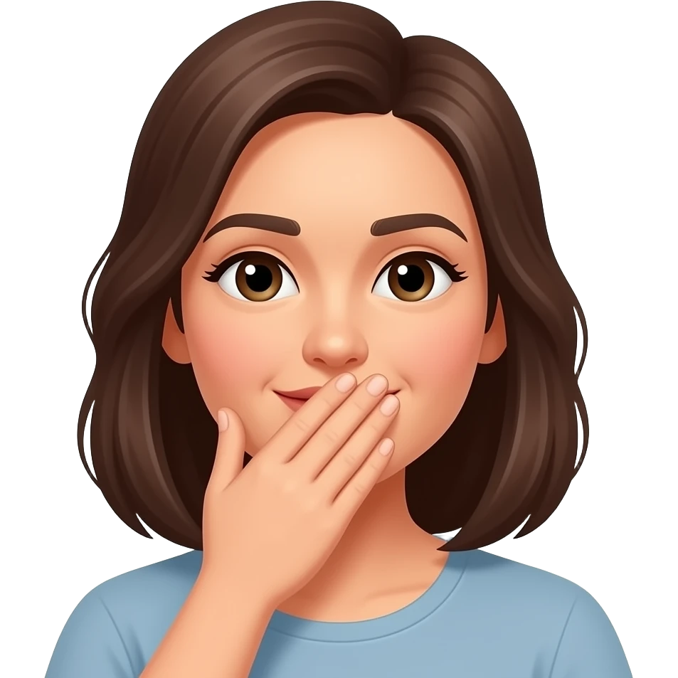 Shhh adult  hand over her mouth emoji