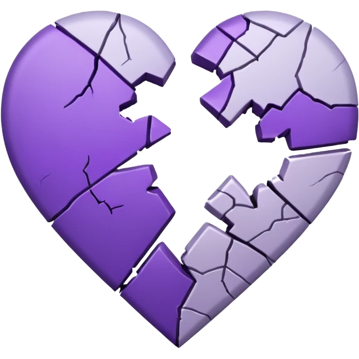 coração quebrado metade branco metade roxo emoji