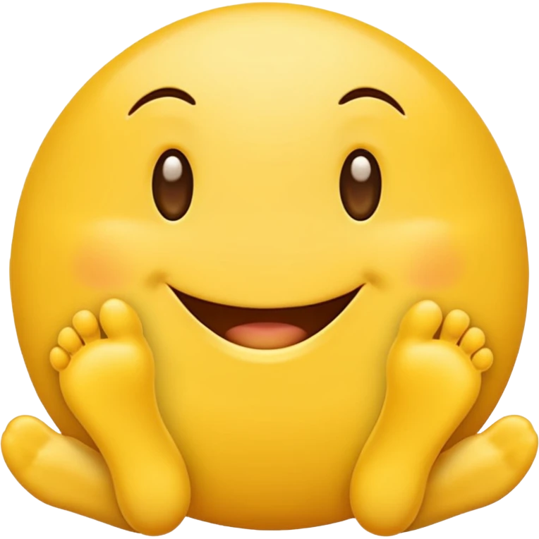 Happy Yellow Emoji Face with Feet emoji