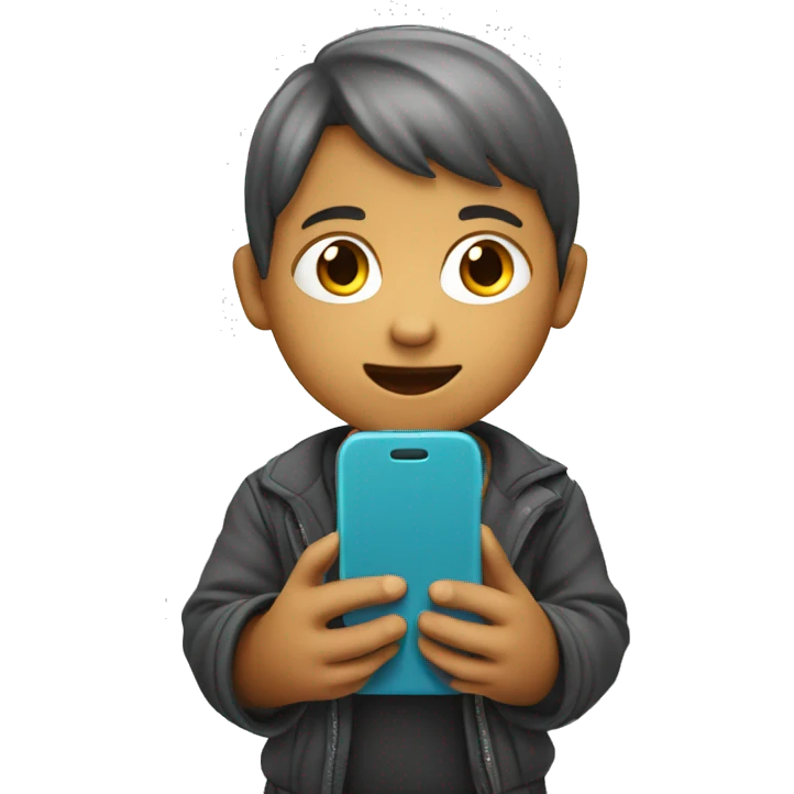 a small child with smartphone in its hands emoji