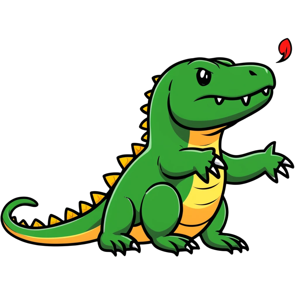 A fierce komodo dragon with detailed scales and flicking tongue emoji