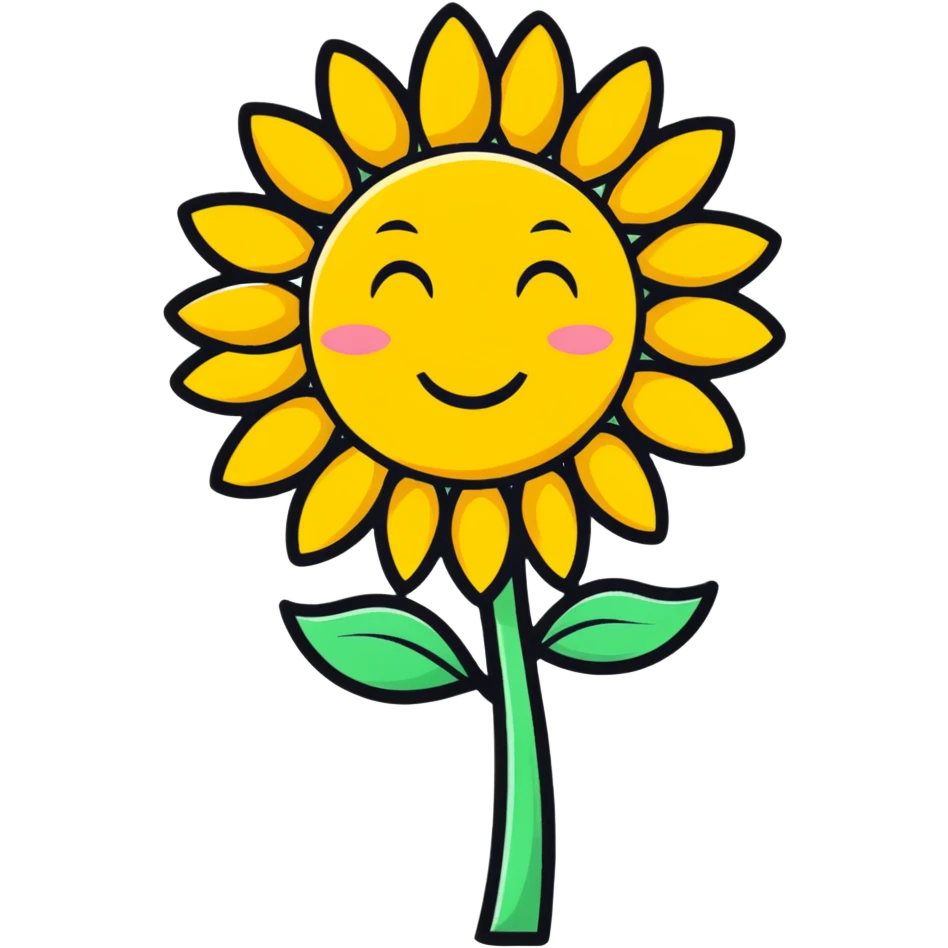 sunflower with a face emoji