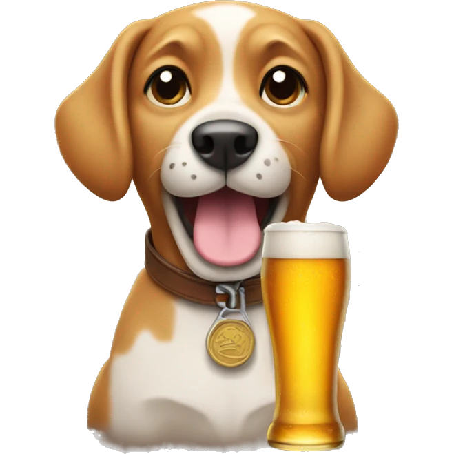 Dog with beer bottle emoji