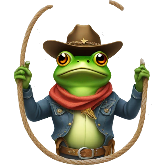 Frog in a cowboy hat with a lasso emoji