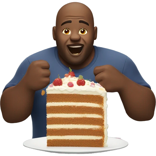 Bigger man eating cake emoji