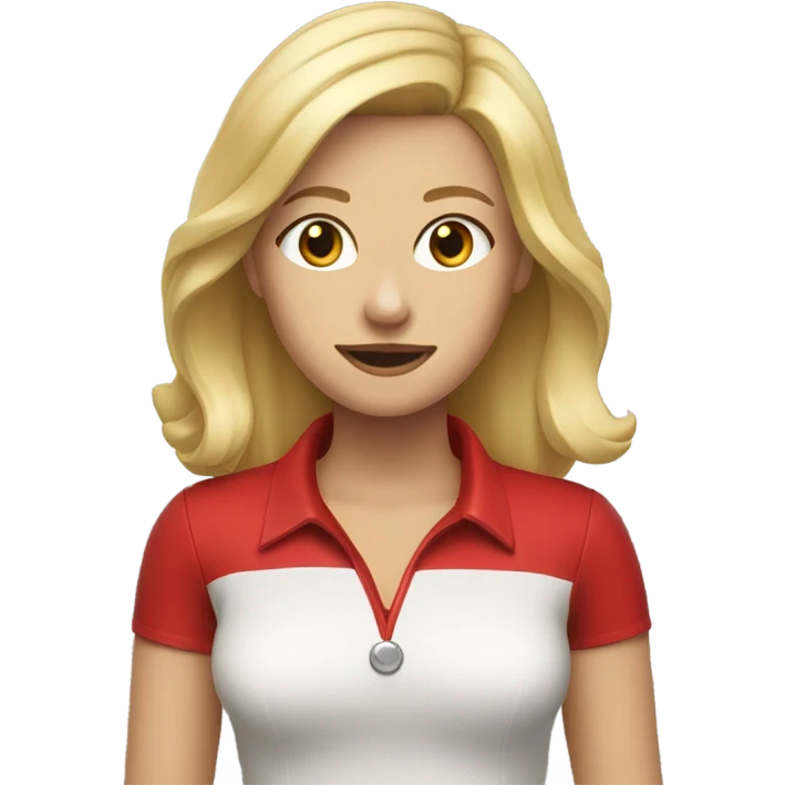 Blond female with medium length hair  wearing  a red dog collar emoji