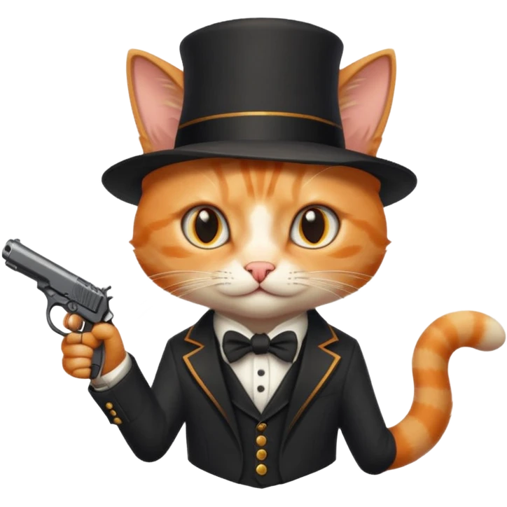 Magitian cat with pistol emoji