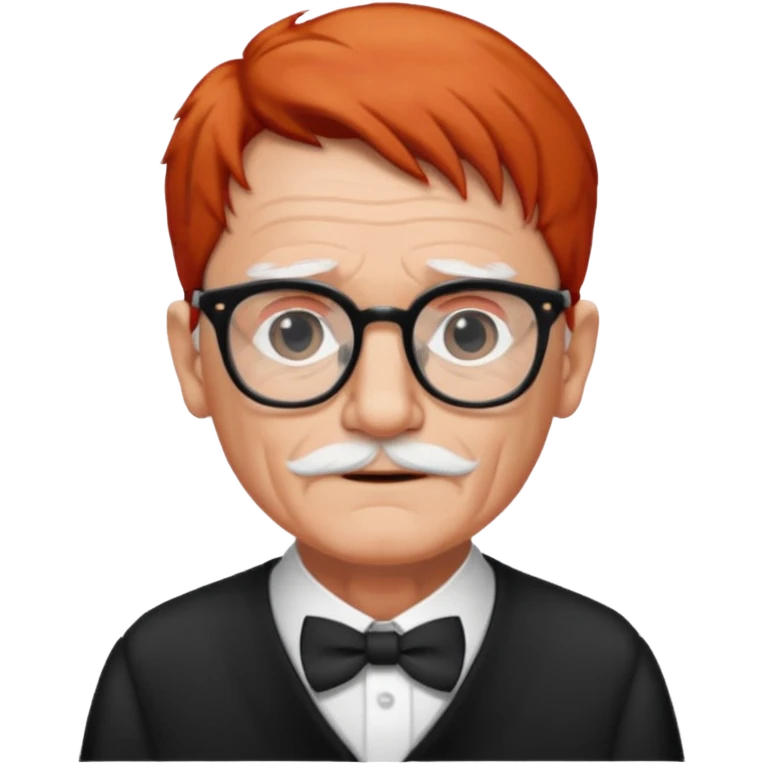 red-haired old man wearing glasses and black-white dress code emoji