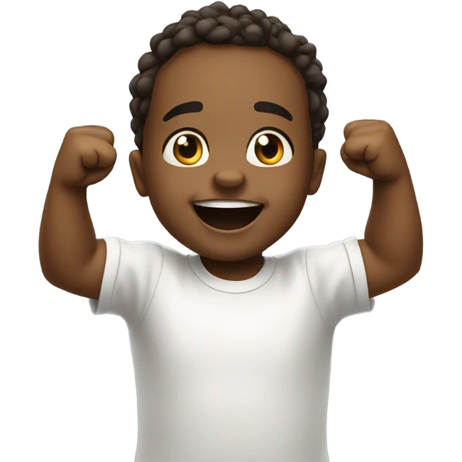 Excited toddler raising fists emoji