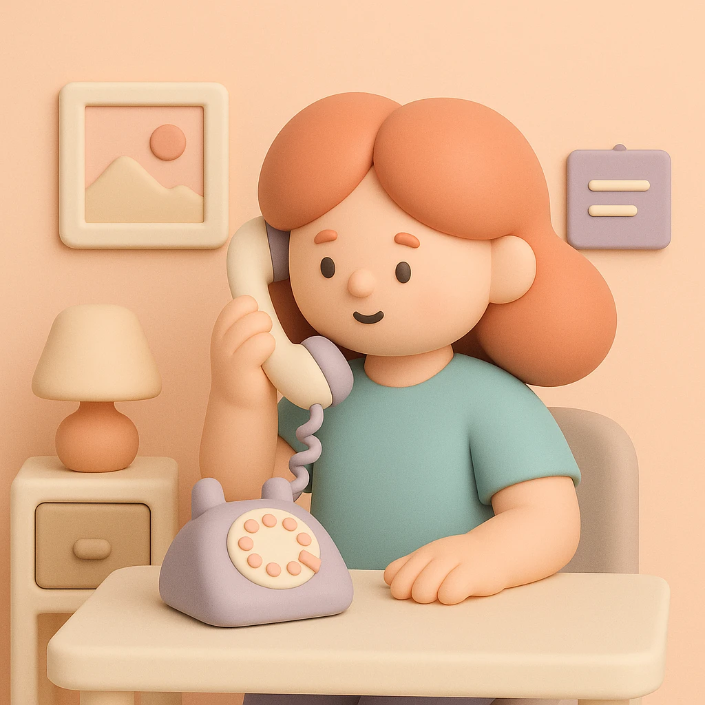 girl talking on telephone in her room emoji