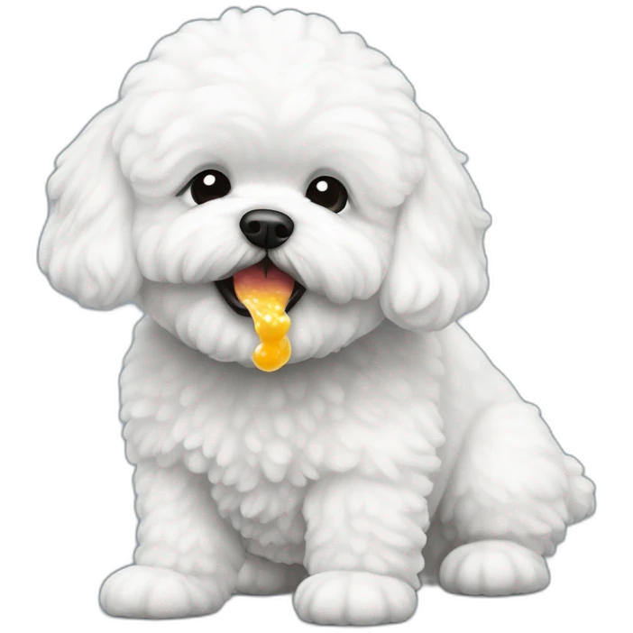 Bichon frisé eating emoji