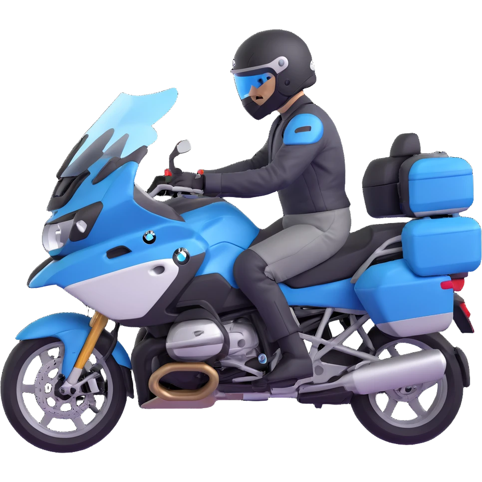 BMW R 1200 RT touring motorcycle with rider wearing helmet emoji