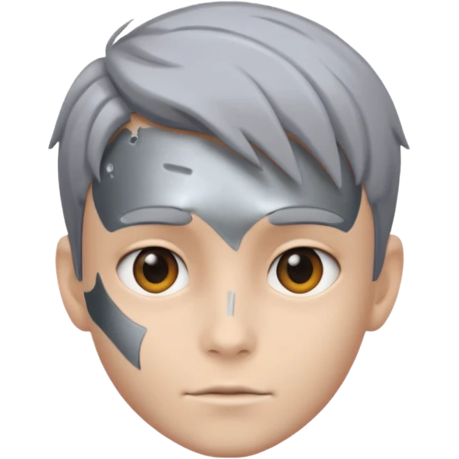gray metal painted boy face included emoji