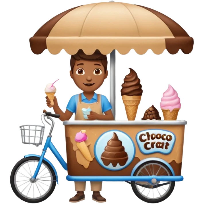 Vendor + choco cart,Ice Cream Vendor. emoji