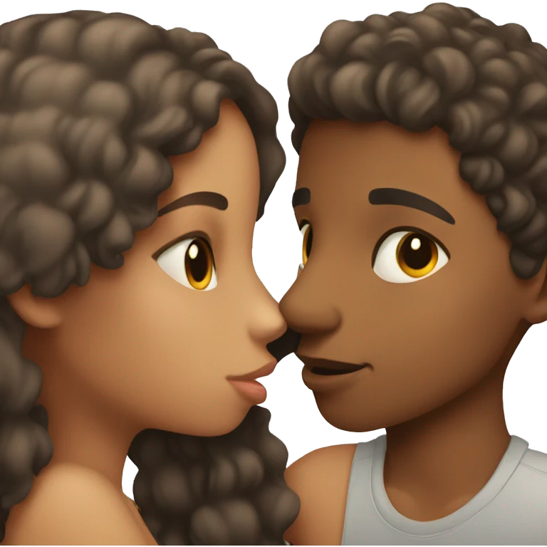 Mixed girl kissing mixed boy  emoji
