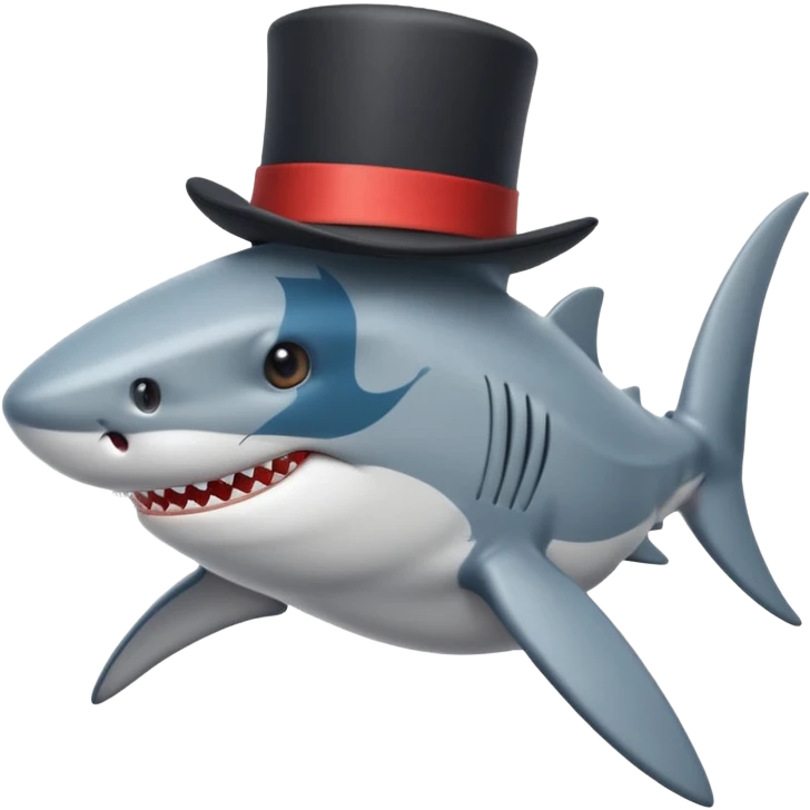 Shark with a top hat emoji