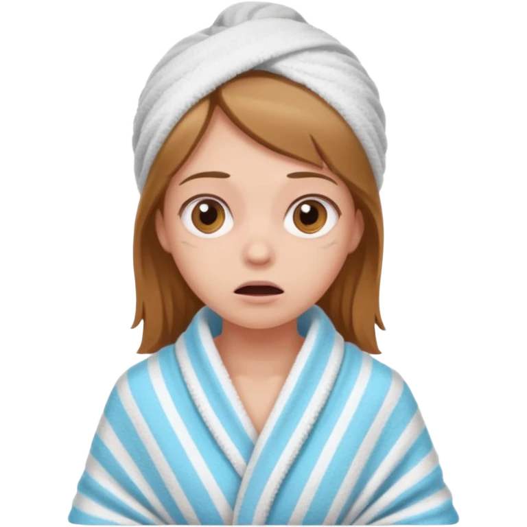 scared clean girl with bath towels emoji