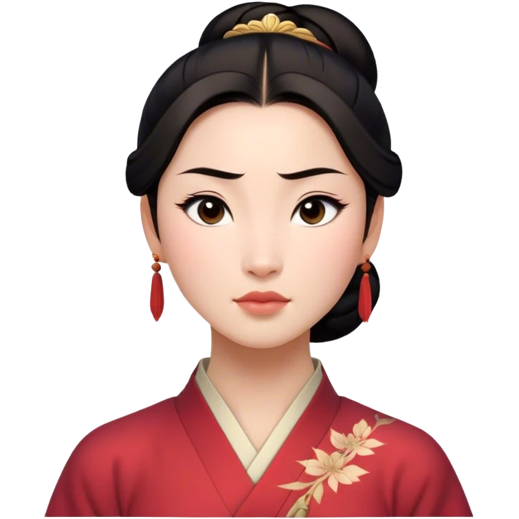 Cinematic Realistic Serene Mulan Portrait, showing Mulan (chest and above) with radiant, smooth skin and delicately detailed dark hair swept back in a neat bun. Her gentle, reflective expression is captured with soft natural lighting that highlights the nuanced textures of her features and traditional attire in muted hues. The composition glows with an inviting, natural radiance and subtle shadows, evoking a calm and introspective mood that speaks of quiet strength and enduring beauty. emoji