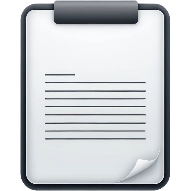Clean white icon of a  empty document with light outlines, minimalist vector style, transparent background. emoji