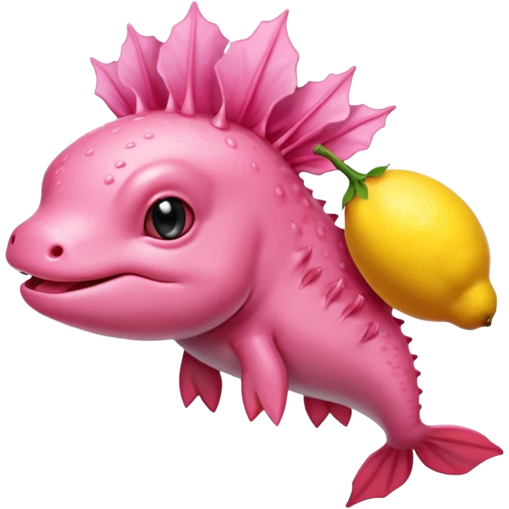 J’aimerais un Axolotl en dessin anime un peu rose qui mange un citron emoji