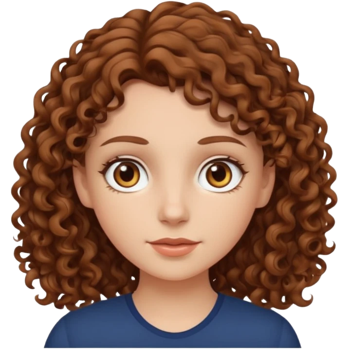 A white girl with light brown eyes and brown curly hair  emoji