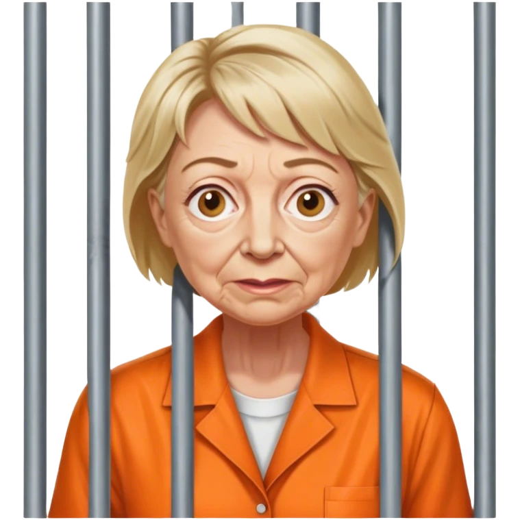 Gov Janet mills arrested in an orange jumpsuit behind bars make her more realistic and wrinkled make her outfit orange emoji