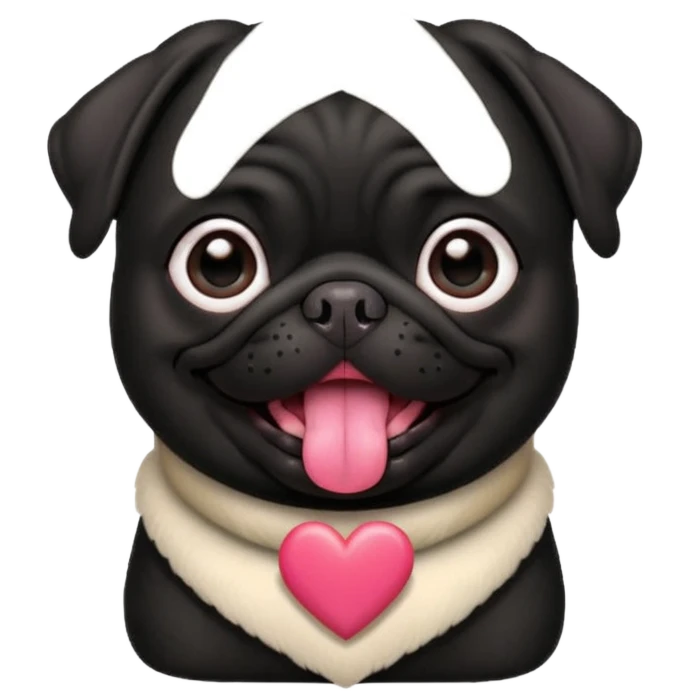 black pug valentines emoji